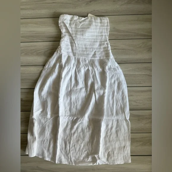 catania white linen strapless dress Dissh Catania Strapless Midi | Size AU8 | $70